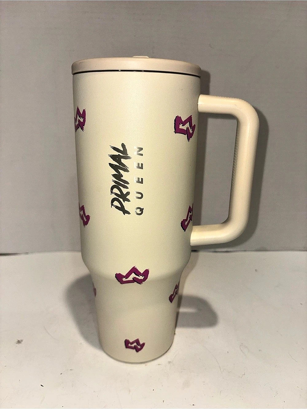 Primal Queen 40oz Tumbler Cup Cream & Pink (new)